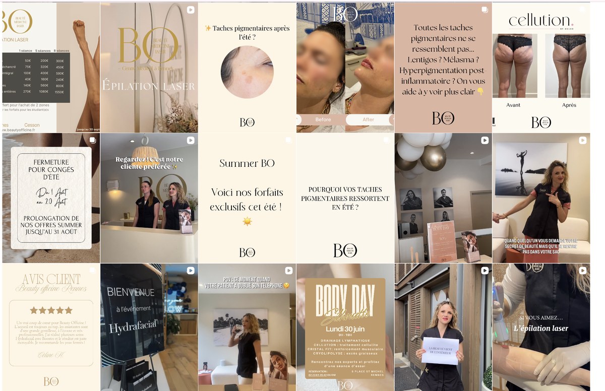 Feed Instagram Beauty Officine avant la nouvelle charte graphique